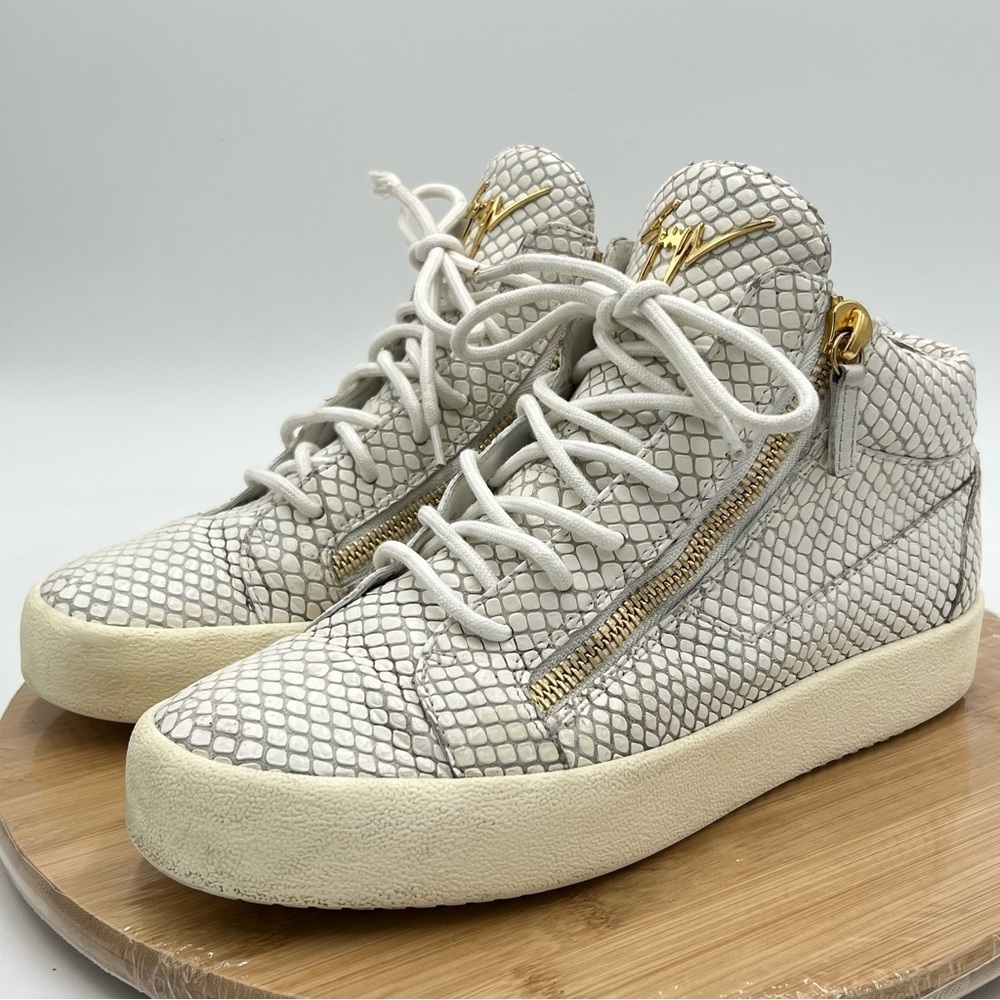 Giuseppe Zanotti Snakeskin White High Top Sneakers Size 42 - Picture 7 of 15
